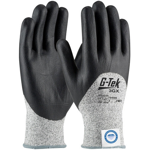 19-D355/XL Coated Gloves - G-Tek 3GX Dyneema Diamond - S&P 13G Shell - Blk Nitrile Foam 3/4 Dip - A3 - Exact Industrial Supply