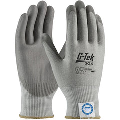 19-D360/L Coated Gloves - G-Tek 3GX Dyneema Diamond - Gray 13G Shell - Gray PU Smooth Grip - A3 - Exact Industrial Supply