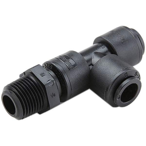 Parker - Plastic Push-To-Connect Tube Fittings Type: Male Swivel Run Tee Tube Outside Diameter (Inch): 1/4 - Apex Tool & Supply
