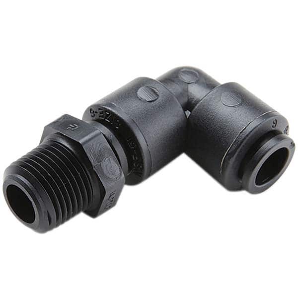Parker - Plastic Push-To-Connect Tube Fittings Type: Male Swivel Elbow Tube Outside Diameter (Inch): 3/8 - Apex Tool & Supply