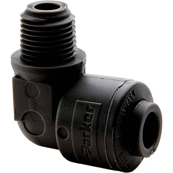 Parker - Plastic Push-To-Connect Tube Fittings Type: Male Elbow Tube Outside Diameter (Inch): 3/8 - Apex Tool & Supply