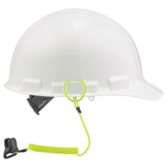 3158 Lime Coil Hard Hat Lanyard With Clamp - Apex Tool & Supply