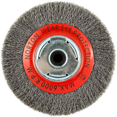 Norton - 6" OD, 5/8" Arbor Hole, Crimped Carbon Wheel Brush - Apex Tool & Supply