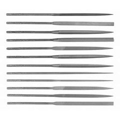 File Set: 12 Pc, Needle Includes Square, Round, Half Round, Slitting, Flat, Marking, Knife, Crossing, Three Square, Barrette, Equalling Files