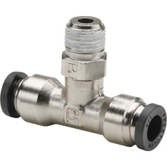 Parker - Metal Push-To-Connect Tube Fittings Type: Male Swivel Branch Tee Tube Outside Diameter (Inch): 1/4 - Apex Tool & Supply