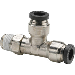 Parker - Metal Push-To-Connect Tube Fittings Type: Male Run Tee Swivel Tube Outside Diameter (Inch): 3/8 - Apex Tool & Supply