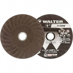 WALTER Surface Technologies - 6" Aluminum Oxide Cutoff Wheel - 3/64" Thick, 7/8" Arbor, 10,200 Max RPM, Use with Die Grinders - Apex Tool & Supply