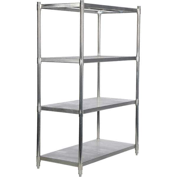 Vestil - 4 Shelf Steel Shelving - 600 Lb Capacity, 24" Wide x 74" High x 48" Deep, Stainless Steel - Apex Tool & Supply