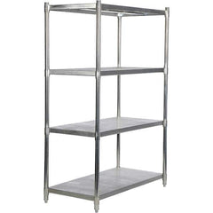 Vestil - 4 Shelf Steel Shelving - 600 Lb Capacity, 24" Wide x 74" High x 48" Deep, Stainless Steel - Apex Tool & Supply
