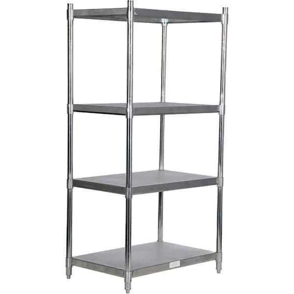 Vestil - 4 Shelf Steel Shelving - 600 Lb Capacity, 24" Wide x 74" High x 36" Deep, Stainless Steel - Apex Tool & Supply
