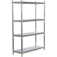 Vestil - 4 Shelf Steel Shelving - 600 Lb Capacity, 18" Wide x 74" High x 48" Deep, Stainless Steel - Apex Tool & Supply