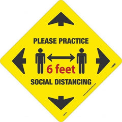 NMC - "Please Practice Social Distancing" Adhesive-Backed Floor Sign - Apex Tool & Supply