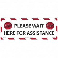 NMC - "STOP! - Please Wait Here for Assistance" Adhesive-Backed Floor Sign - Apex Tool & Supply