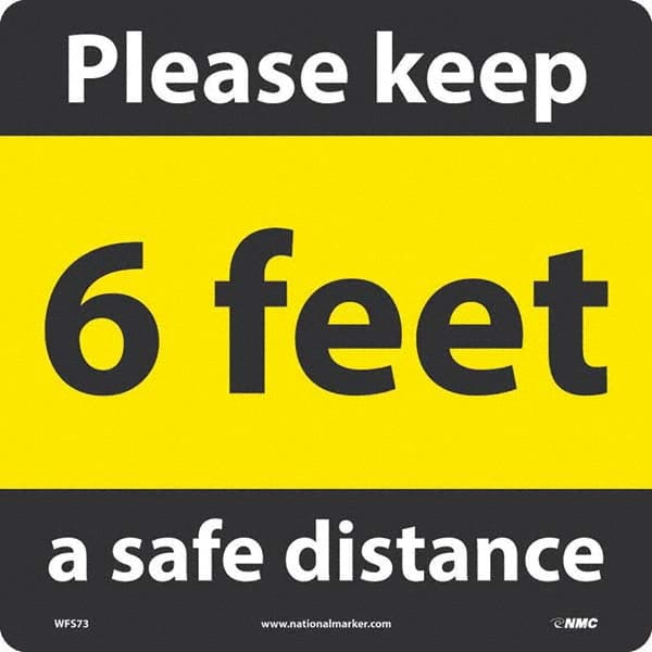 NMC - "Please Keep a Safe Distance - 6 Feet" Adhesive-Backed Floor Sign - Apex Tool & Supply