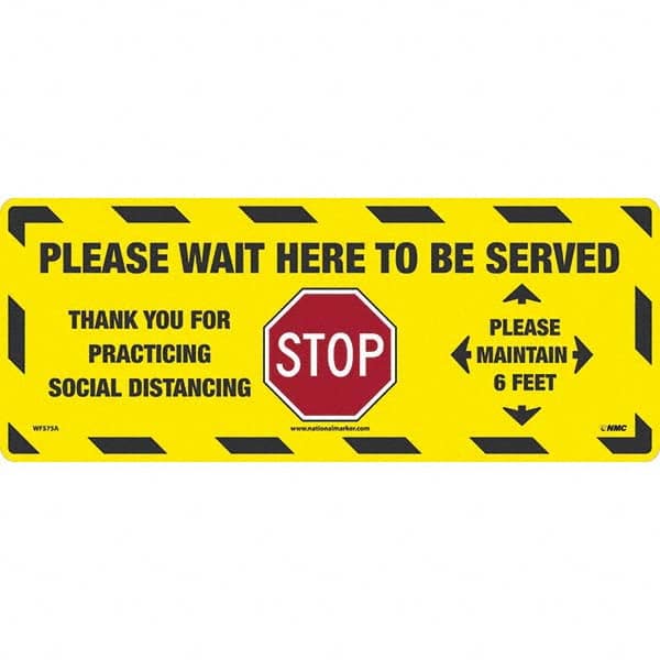 NMC - "STOP! - Please Wait Here to Be Served" Adhesive-Backed Floor Sign - Apex Tool & Supply