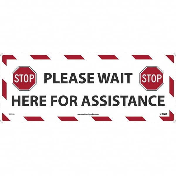 NMC - "STOP! - Please Wait Here for Assistance" Adhesive-Backed Floor Sign - Apex Tool & Supply