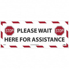 NMC - "STOP! - Please Wait Here for Assistance" Adhesive-Backed Floor Sign - Apex Tool & Supply