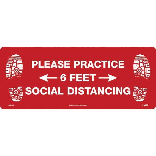 NMC - "Please Practice Social Distancing" Adhesive-Backed Floor Sign - Apex Tool & Supply