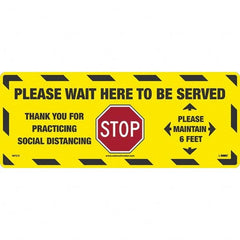 NMC - "STOP! - Please Wait Here to Be Served" Adhesive-Backed Floor Sign - Apex Tool & Supply