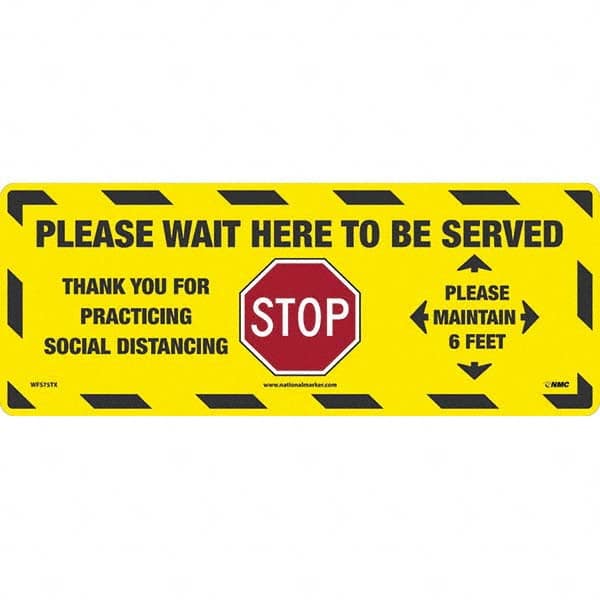 NMC - "STOP! - Please Wait Here to Be Served" Adhesive-Backed Floor Sign - Apex Tool & Supply