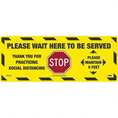 NMC - "STOP! - Please Wait Here to Be Served" Adhesive-Backed Floor Sign - Apex Tool & Supply