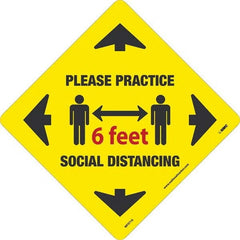 NMC - "Please Practice Social Distancing" Adhesive-Backed Floor Sign - Apex Tool & Supply