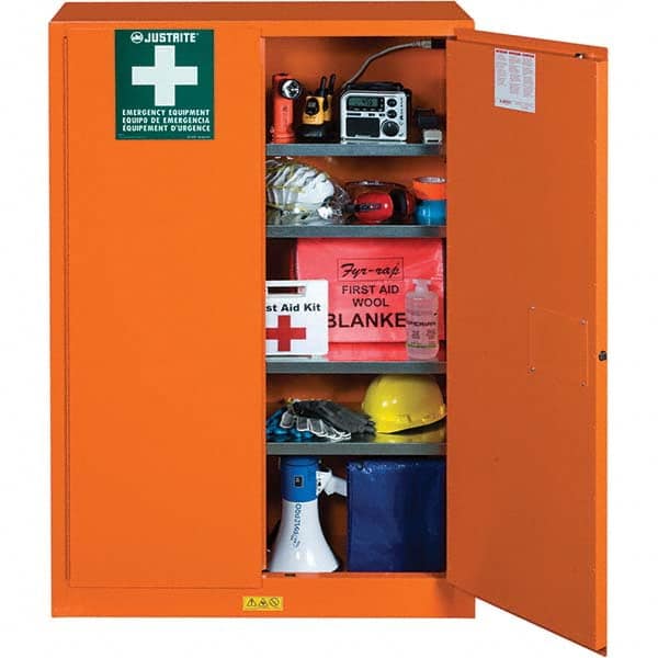 Justrite - Empty First Aid Cabinets & Cases Type: Emergency Preparedness Storage Cabinet Height (Inch): 65 - Apex Tool & Supply