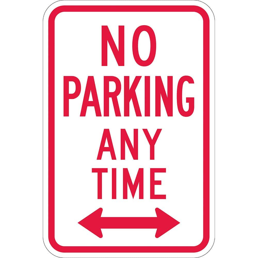 Lyle Signs - Traffic & Parking Signs; MessageType: No Parking & Tow Away Signs ; Message or Graphic: Message & Graphic ; Legend: No Parking Any Time (Double Arrow) ; Graphic Type: Double Arrow ; Reflectivity: Reflective; Engineer Grade ; Material: Alumin - Exact Industrial Supply