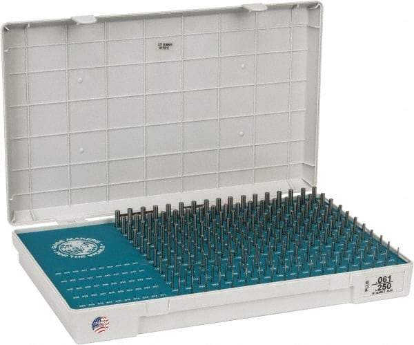Meyer Gage - 190 Piece, 0.061-0.25 Inch Diameter Plug and Pin Gage Set - Plus 0.0001 Inch Tolerance, Class Z - Apex Tool & Supply