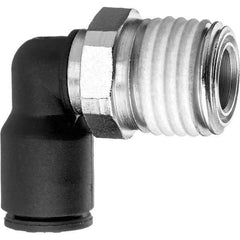 Value Collection - 3/8" OD, NPT Male, Nylon Push-to-Connect Male Elbow - 150 Max psi, Black - Apex Tool & Supply