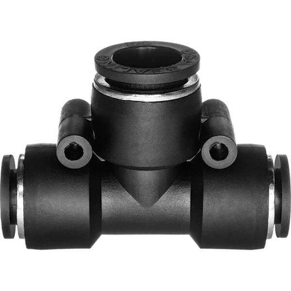 Value Collection - 1/4 x 3/8" OD, Nylon Push-to-Connect Tee Reducer - 150 Max psi, Black - Apex Tool & Supply