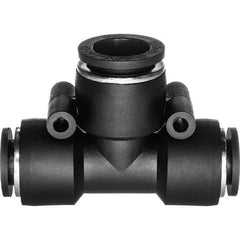Value Collection - 1/4 x 3/8" OD, Nylon Push-to-Connect Tee Reducer - 150 Max psi, Black - Apex Tool & Supply
