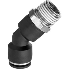 Value Collection - 1/4" OD, NPT Male, Nylon Push-to-Connect Male Elbow 45° - 150 Max psi, Black - Apex Tool & Supply