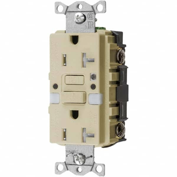 Hubbell Wiring Device-Kellems - GFCI Receptacles Grade: Commercial Color: Ivory - Apex Tool & Supply