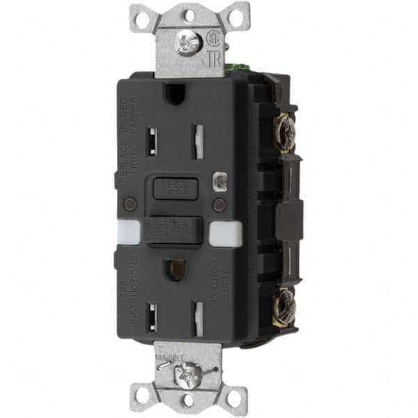Hubbell Wiring Device-Kellems - GFCI Receptacles Grade: Commercial Color: Black - Apex Tool & Supply