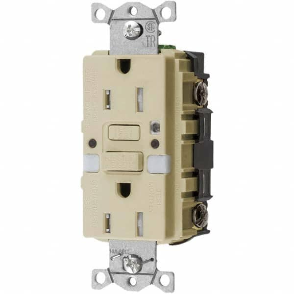 Hubbell Wiring Device-Kellems - GFCI Receptacles Grade: Commercial Color: Ivory - Apex Tool & Supply