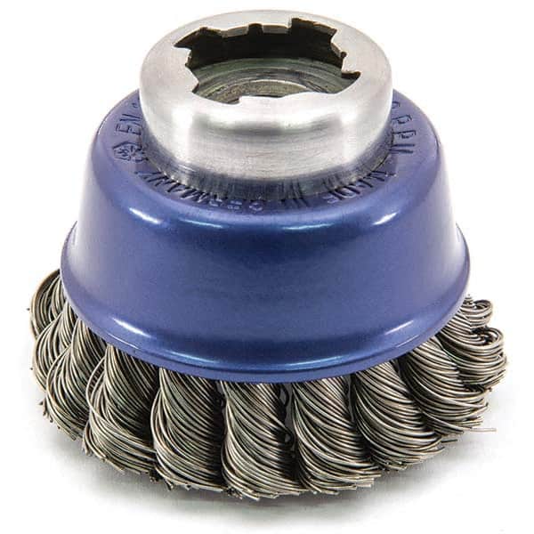 Osborn - 2-1/2" Diam 5/8-11 Threaded Arbor Stainless Steel Fill Cup Brush - Apex Tool & Supply