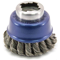 Osborn - 2-1/2" Diam 5/8-11 Threaded Arbor Stainless Steel Fill Cup Brush - Apex Tool & Supply