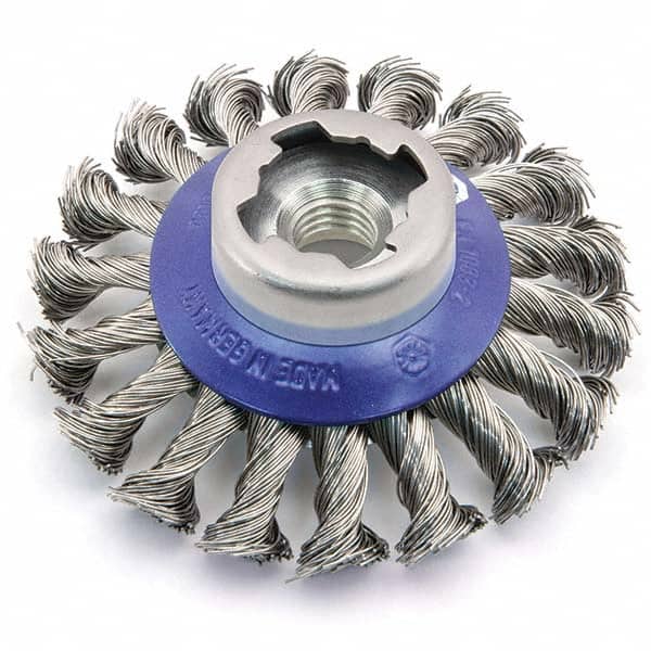 Osborn - 4-1/2" OD, 5/8-11 Arbor Hole, Knotted Steel Wheel Brush - Apex Tool & Supply