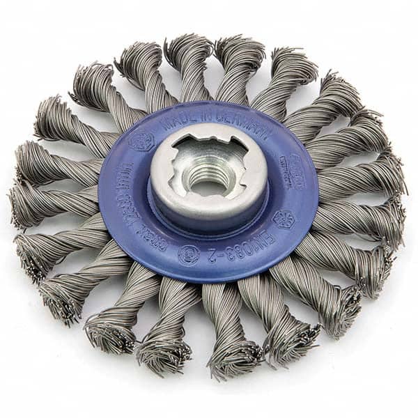 Osborn - 5" OD, 5/8-11 Arbor Hole, Knotted Stainless Steel Wheel Brush - Apex Tool & Supply