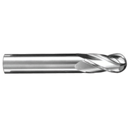 4.5 mm Dia. × 6 mm Shank × 16 mm DOC × 50 mm OAL, Carbide AlTiN, Spiral , 4 Flute, 30° Helix, Ballnose End Mill - Exact Industrial Supply