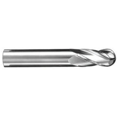 ‎15/64″ Dia. × 1/4″ Shank × 3/4″ DOC × 2-1/2″ OAL, Carbide TiN, Spiral , 4 Flute, 30° Helix, Ballnose End Mill - Exact Industrial Supply