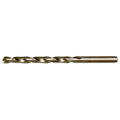 8.00mm RHS / RHC HSS-CO 8% (M42) 135 Degree Split Point Cobalt Heavy Duty Jobber Length Drill - Straw / Gold Oxide - Exact Industrial Supply