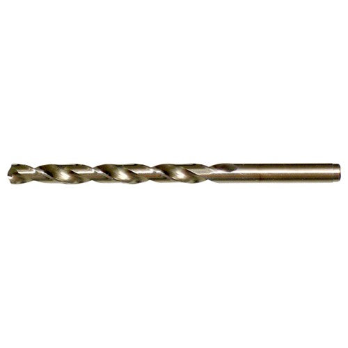 9.00mm RHS / RHC HSS-CO 8% (M42) 135 Degree Split Point Cobalt Heavy Duty Jobber Length Drill - Straw / Gold Oxide - Exact Industrial Supply