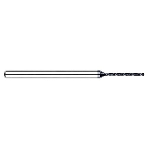 ‎0.032″ Dia. × 1/8″ Shank × 0.395″ Flute Length × 1-1/2″ OAL, 130°, AlTiN, 2xD Flute, Round Solid Carbide Drill - Exact Industrial Supply