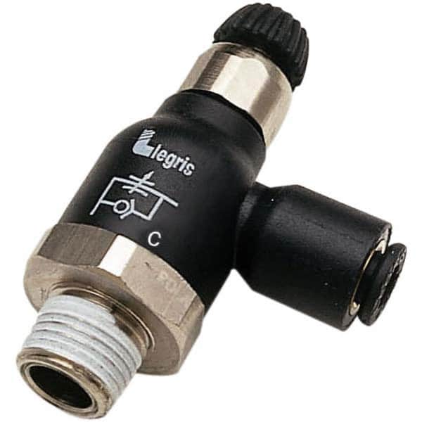 Legris - Speed & Flow Control Valves Valve Type: Compact Meter Out Flow Control Male Thread Size: 1/2 NPT - Apex Tool & Supply