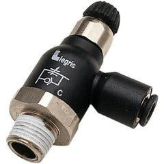 Legris - Speed & Flow Control Valves Valve Type: Compact Meter Out Flow Control Male Thread Size: 1/2 NPT - Apex Tool & Supply