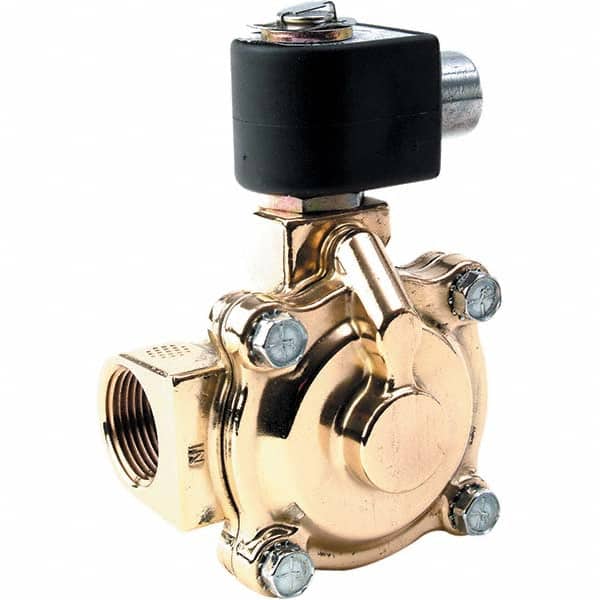 Parker - 24/60 VAC 1 NPT Port Brass Two-Way Internally Piloted Diaphragm Solenoid Valve - Apex Tool & Supply