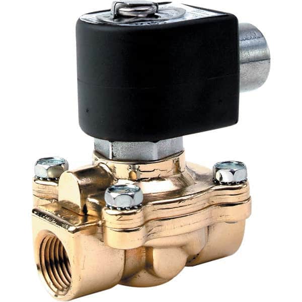 Parker - 24/60 VAC 1 NPT Port Brass Two-Way Internally Piloted Diaphragm Solenoid Valve - Apex Tool & Supply