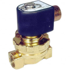 Parker - 120/60 - 110/50 VAC 3/8" NPT Port Brass Two-Way Internally Piloted Diaphragm Solenoid Valve - Apex Tool & Supply